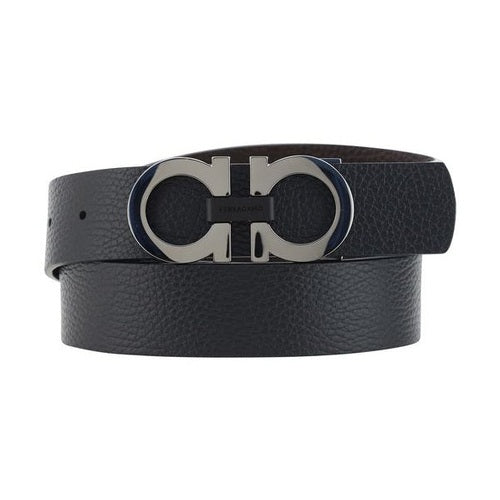 Ferragamo Black Calf Leather Bos Taurus Regular Belt