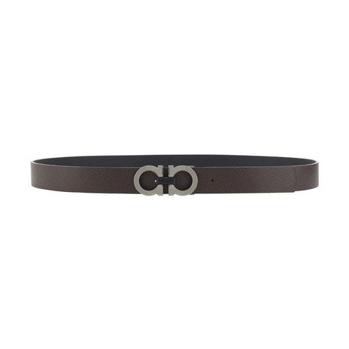 Ferragamo Black Calf Leather Bos Taurus Regular Belt
