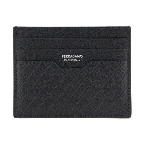 Ferragamo Black Calf Leather Bos Taurus Wallet
