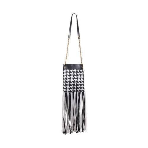 Versace Black And White Leather And Textile Shoulder Bag