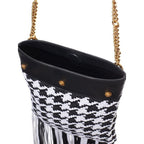 Versace Black And White Leather And Textile Shoulder Bag
