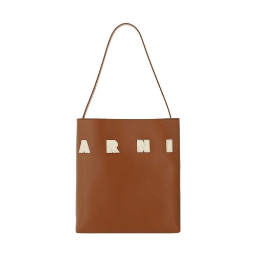Marni Brown Calf Leather Bos Taurus Shoulder Bag
