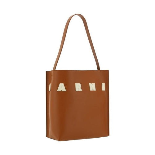 Marni Brown Calf Leather Bos Taurus Shoulder Bag