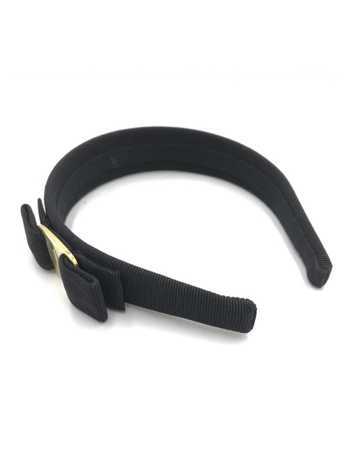 Salvatore Ferragamo Black Grosgrain Headband With Gold Hardware