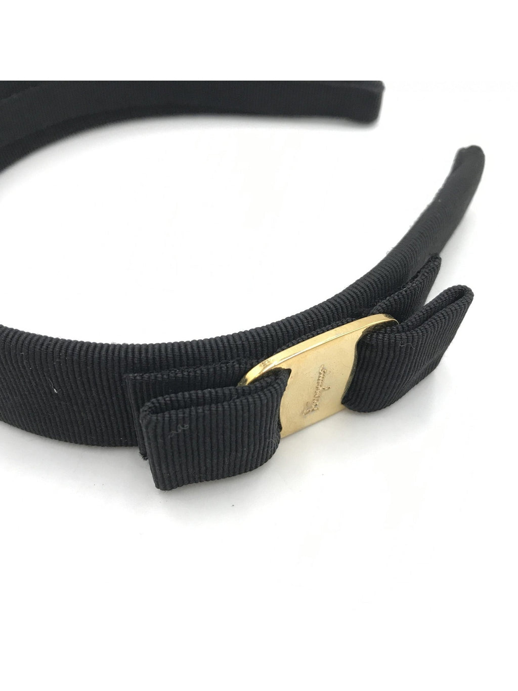 Salvatore Ferragamo Black Grosgrain Headband With Gold Hardware
