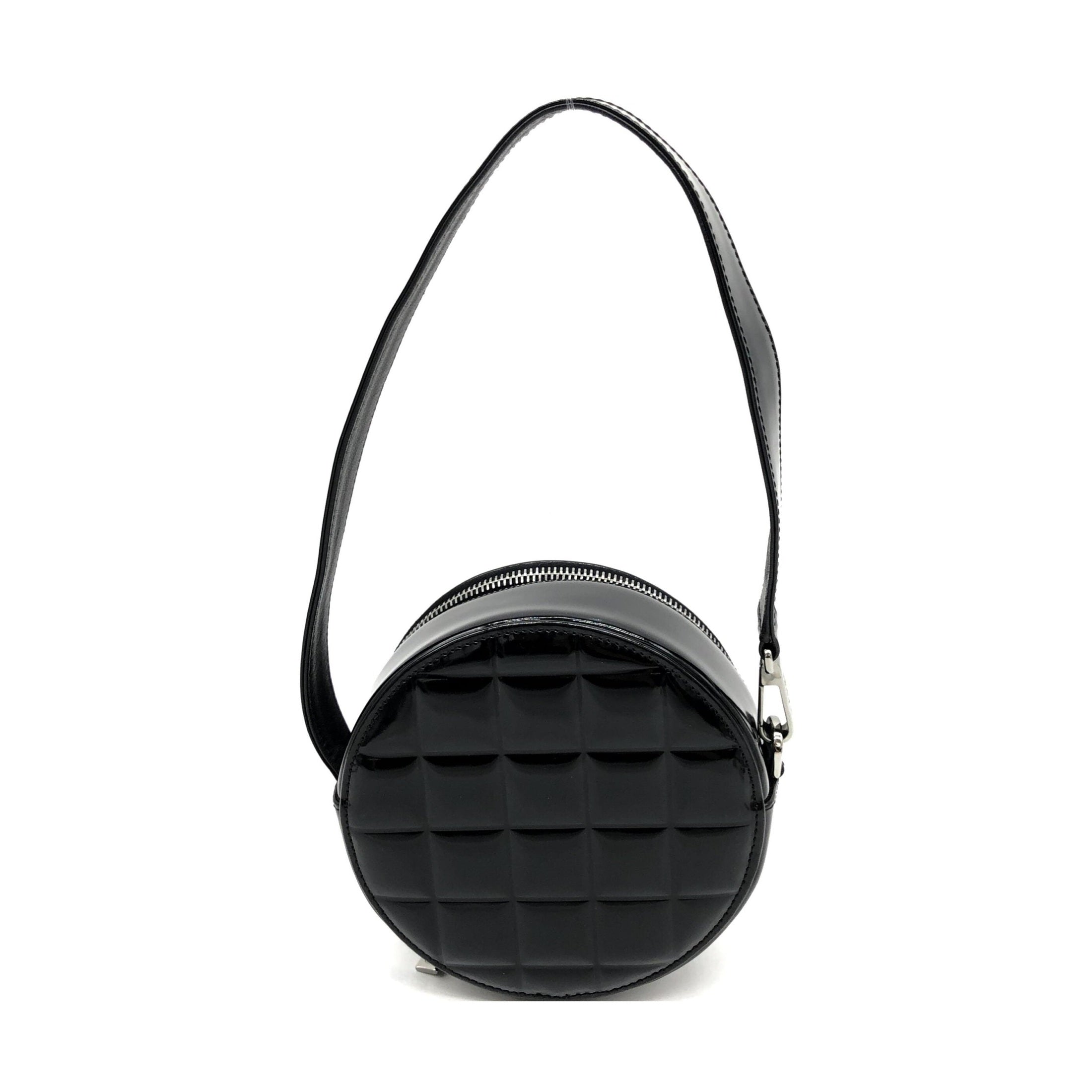 Chanel Black Patent Quilted CC Circle Mini Bag