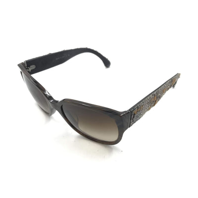 Chanel Brown Frame With Tweed Accents Sunglasses