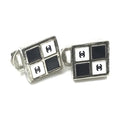 Chanel Coco Mark Earrings Black/White/Silver