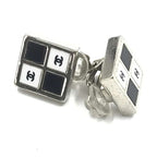 Chanel Coco Mark Earrings Black/White/Silver