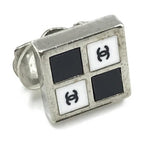 Chanel Coco Mark Earrings Black/White/Silver