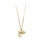 Christian Dior Dolphin Motif Rhinestone Gold Plated Necklace
