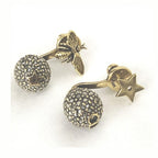 Christian Dior Crystal Embellished Metal Bee Earrings