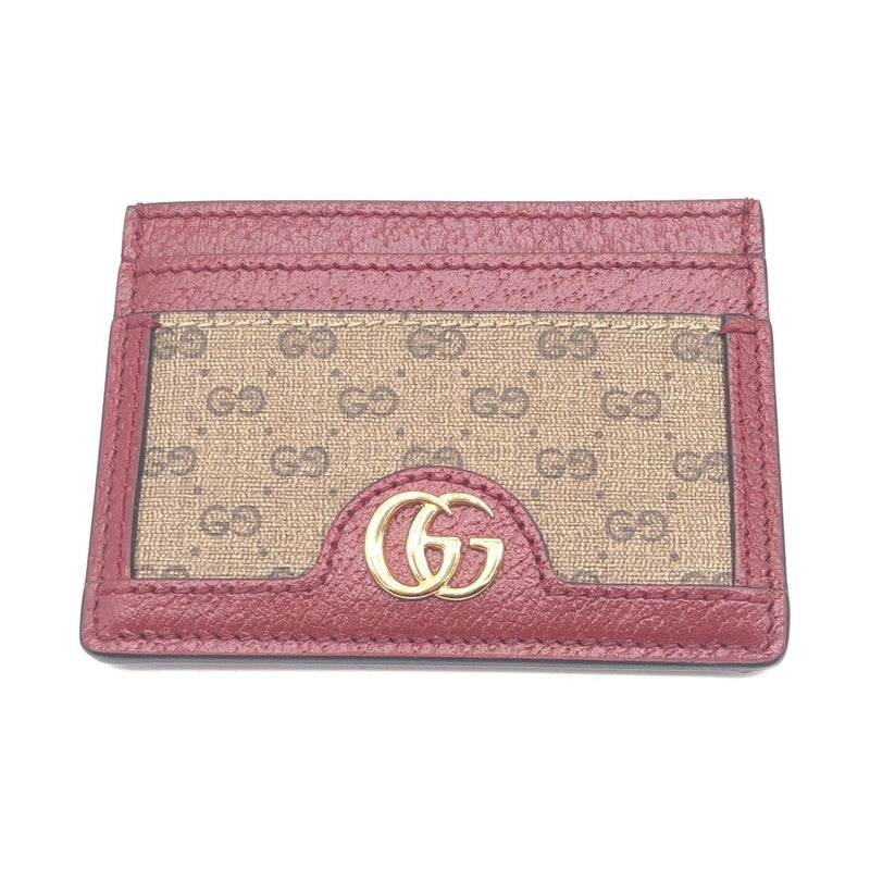 Gucci GG Supreme Card Case In Burgundy