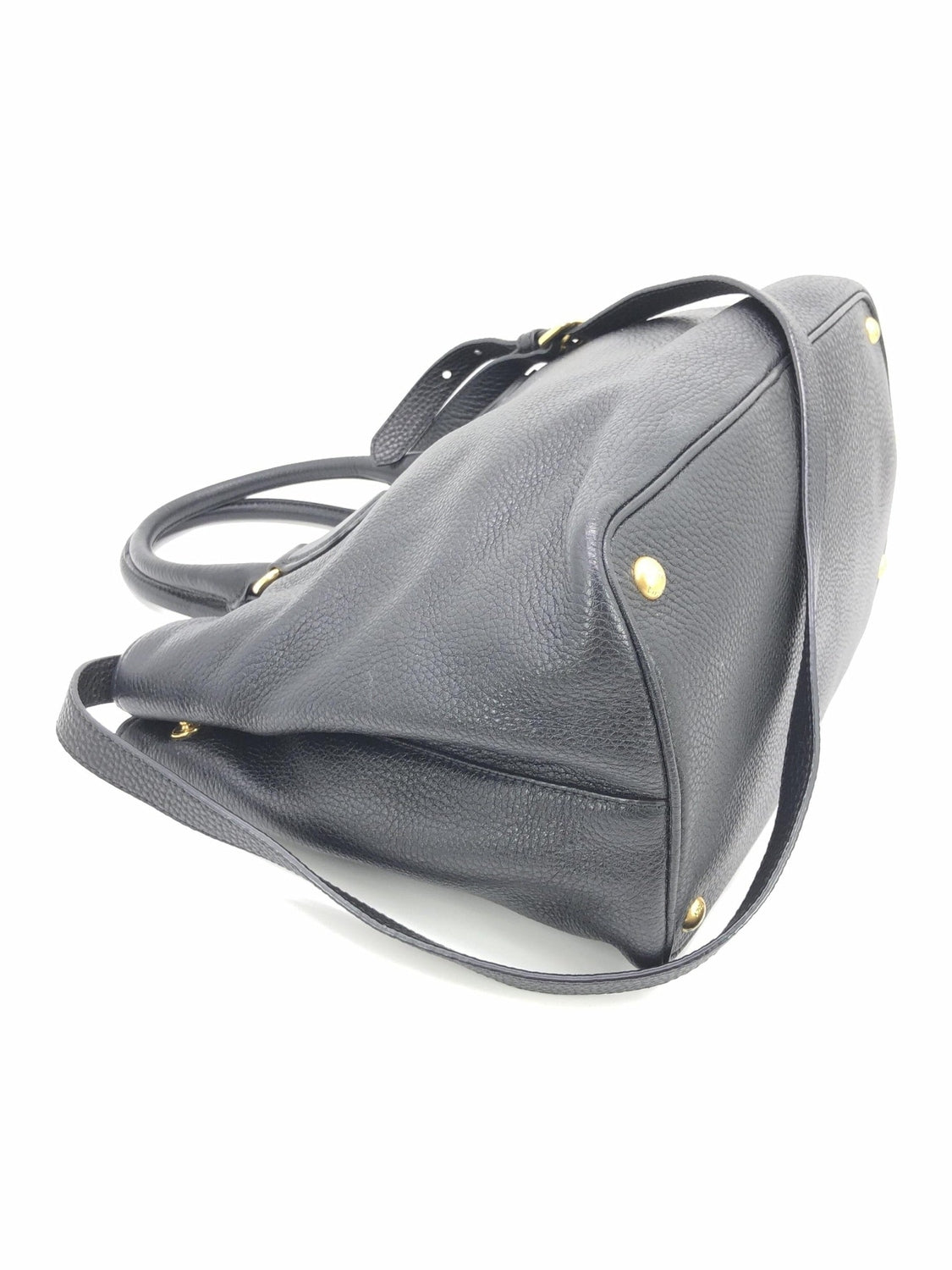 Prada Galleria Vitello Daino Black Leather Top Handle Bag