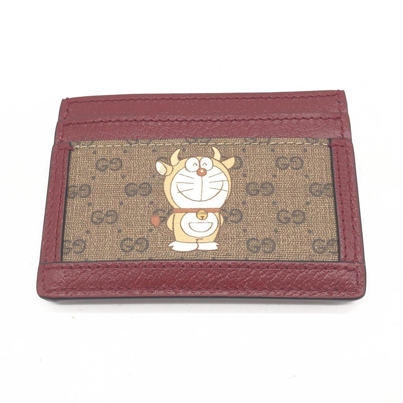 Gucci GG Supreme Card Case In Burgundy