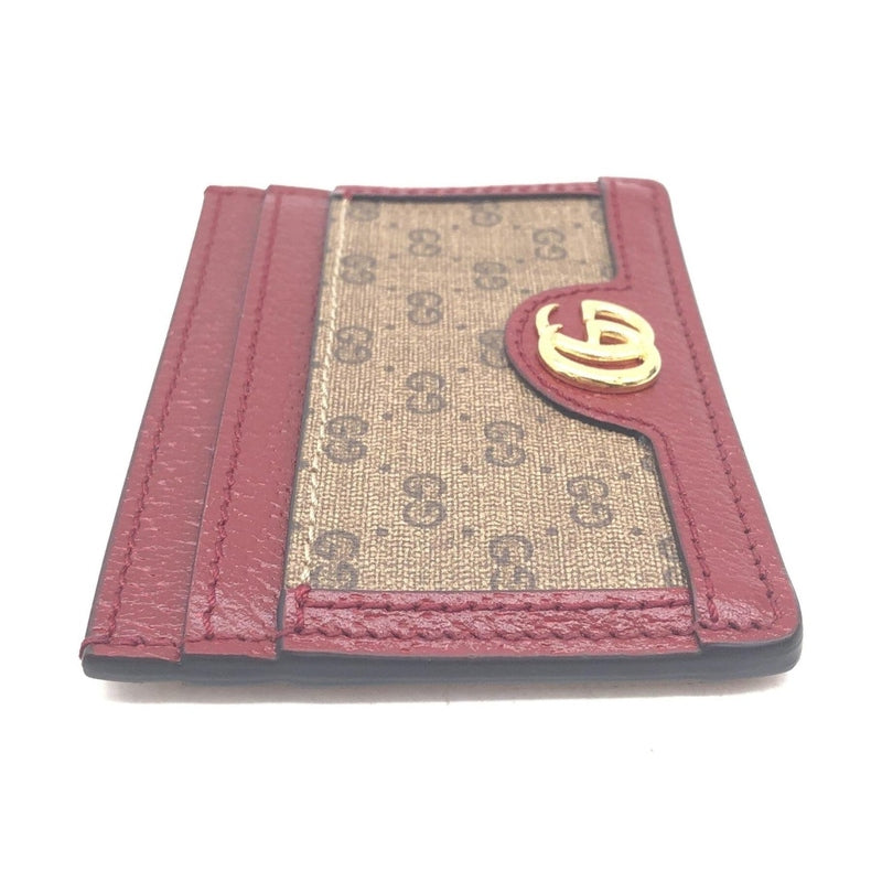 Gucci GG Supreme Card Case In Burgundy