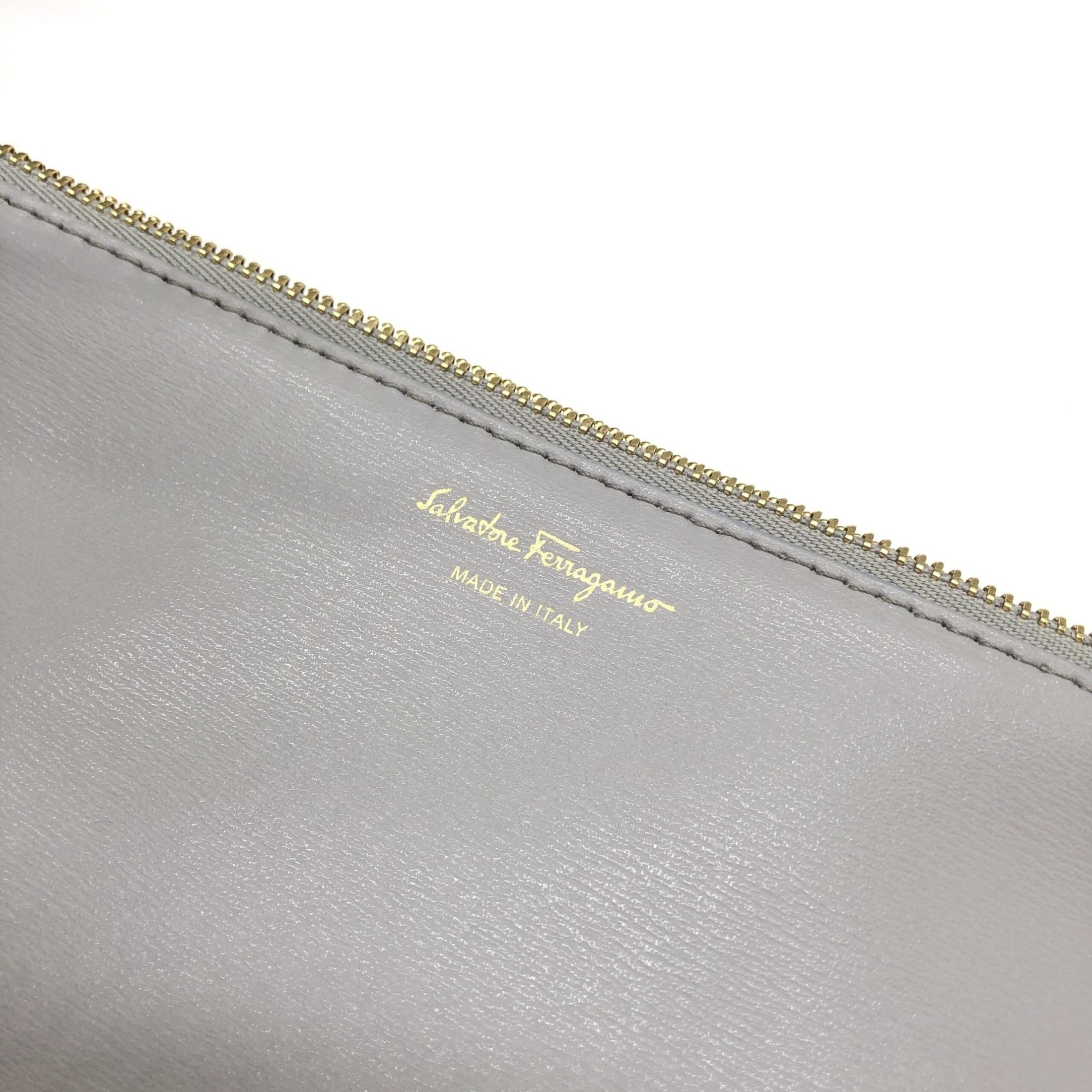 Salvatore Ferragamo Gancio City Light Grey Leather Tote Bag