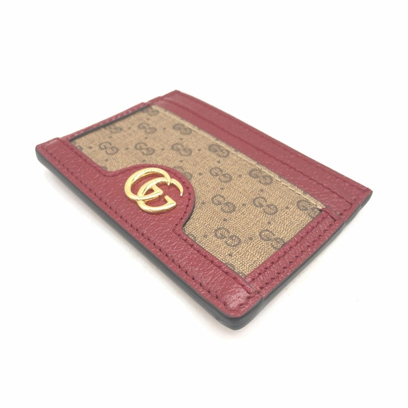 Gucci GG Supreme Card Case In Burgundy