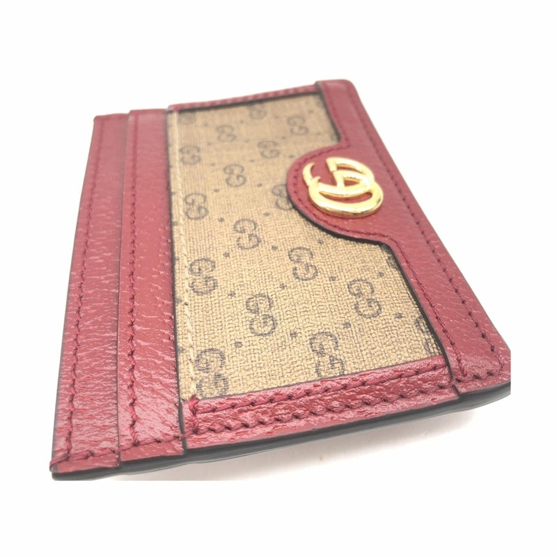 Gucci GG Supreme Card Case In Burgundy