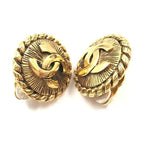 Chanel Gold Plated CC Clip On Earrings