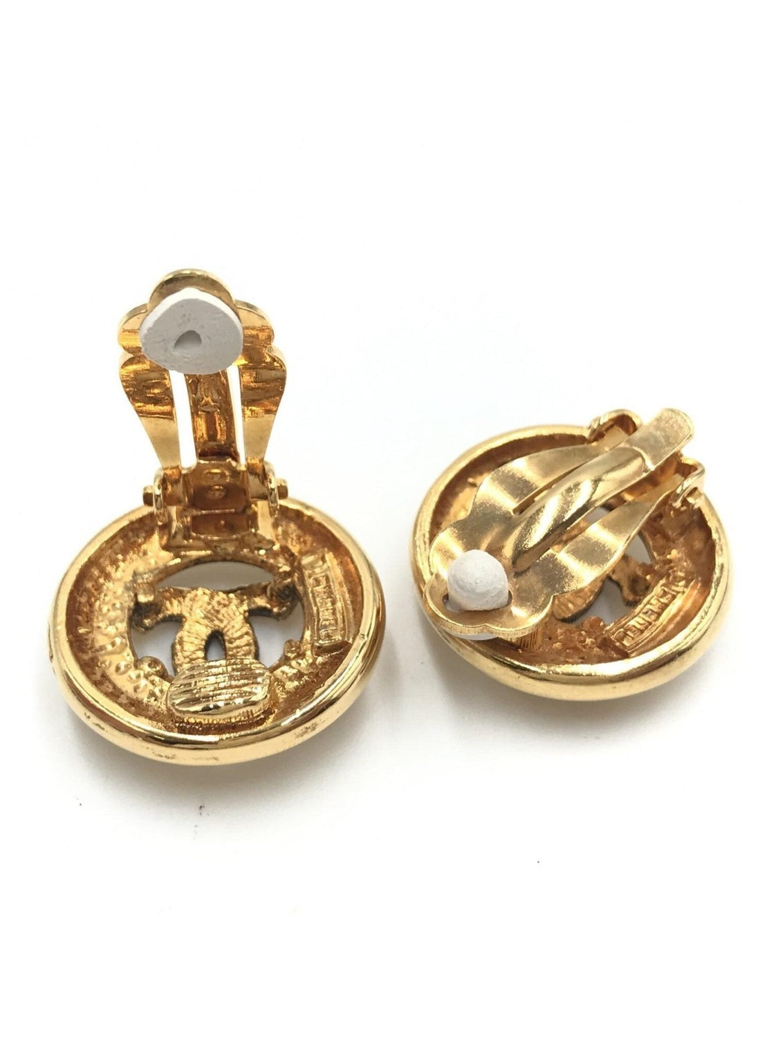 Chanel Gold Plated CC Clip-On Earrings