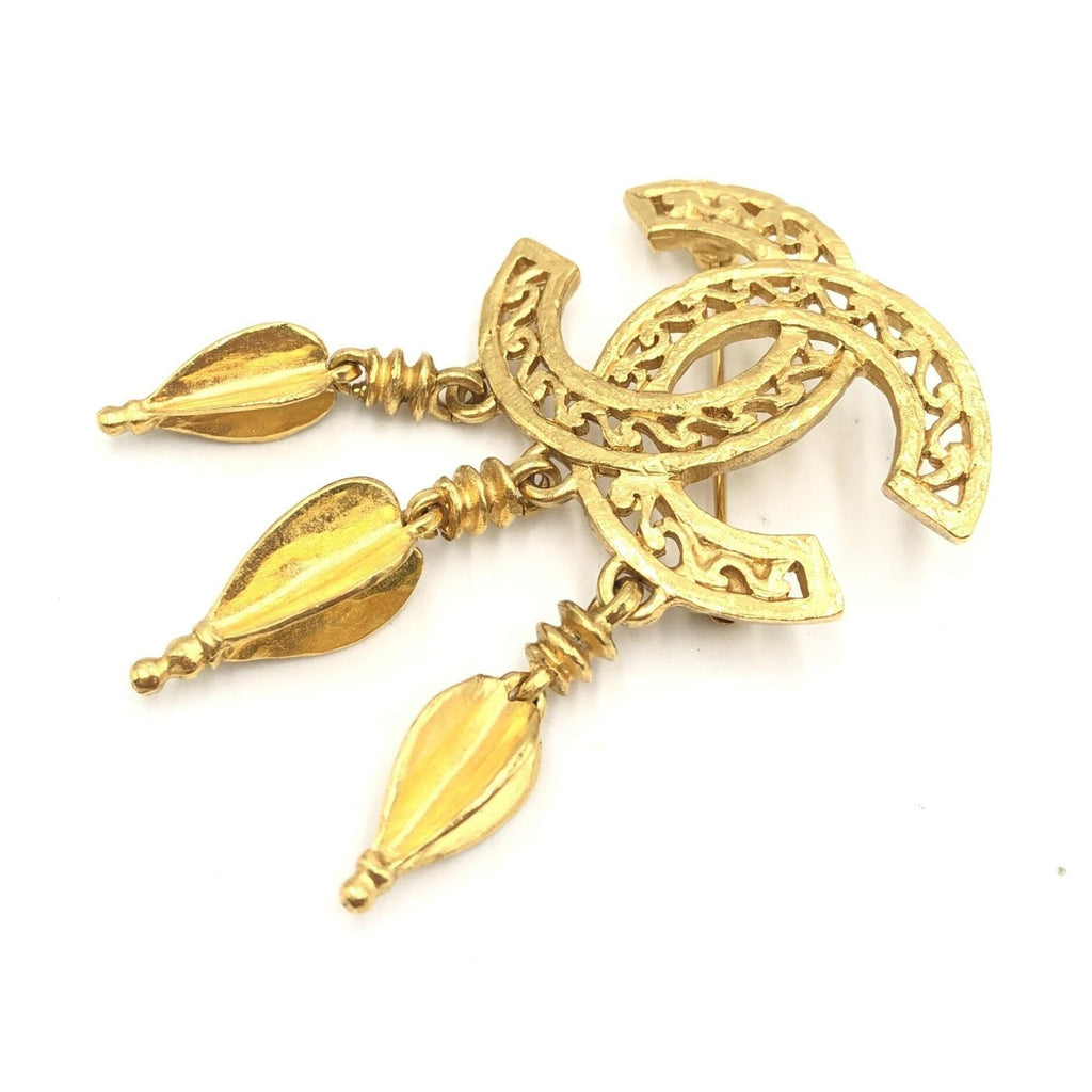 Chanel Gold Plated CC Logo Brooch
