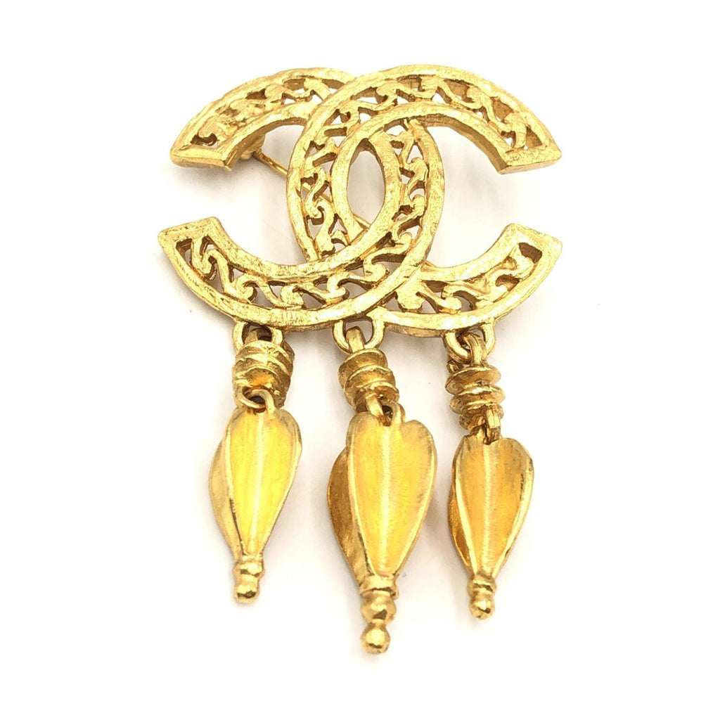 Chanel Gold Plated CC Logo Brooch