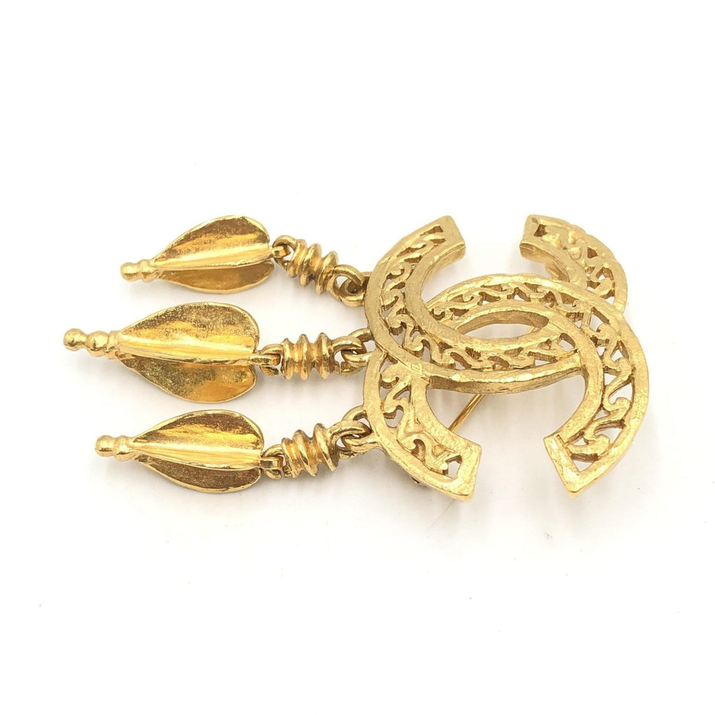Chanel Gold Plated CC Logo Brooch