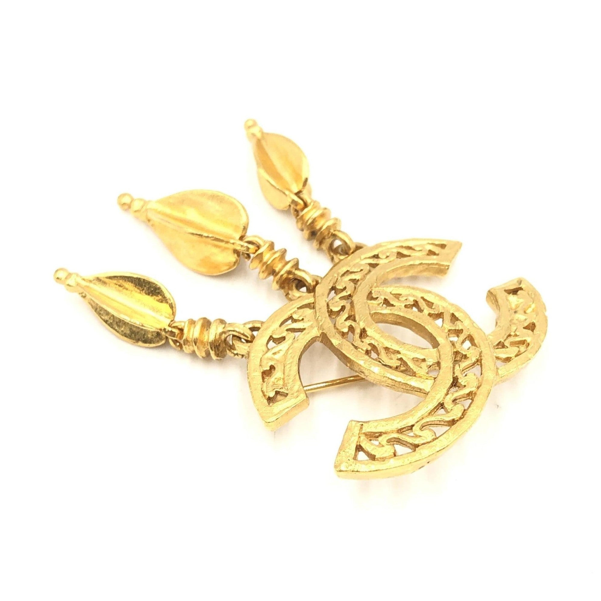 Chanel Gold Plated CC Logo Brooch
