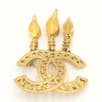Chanel Gold Plated CC Logo Brooch