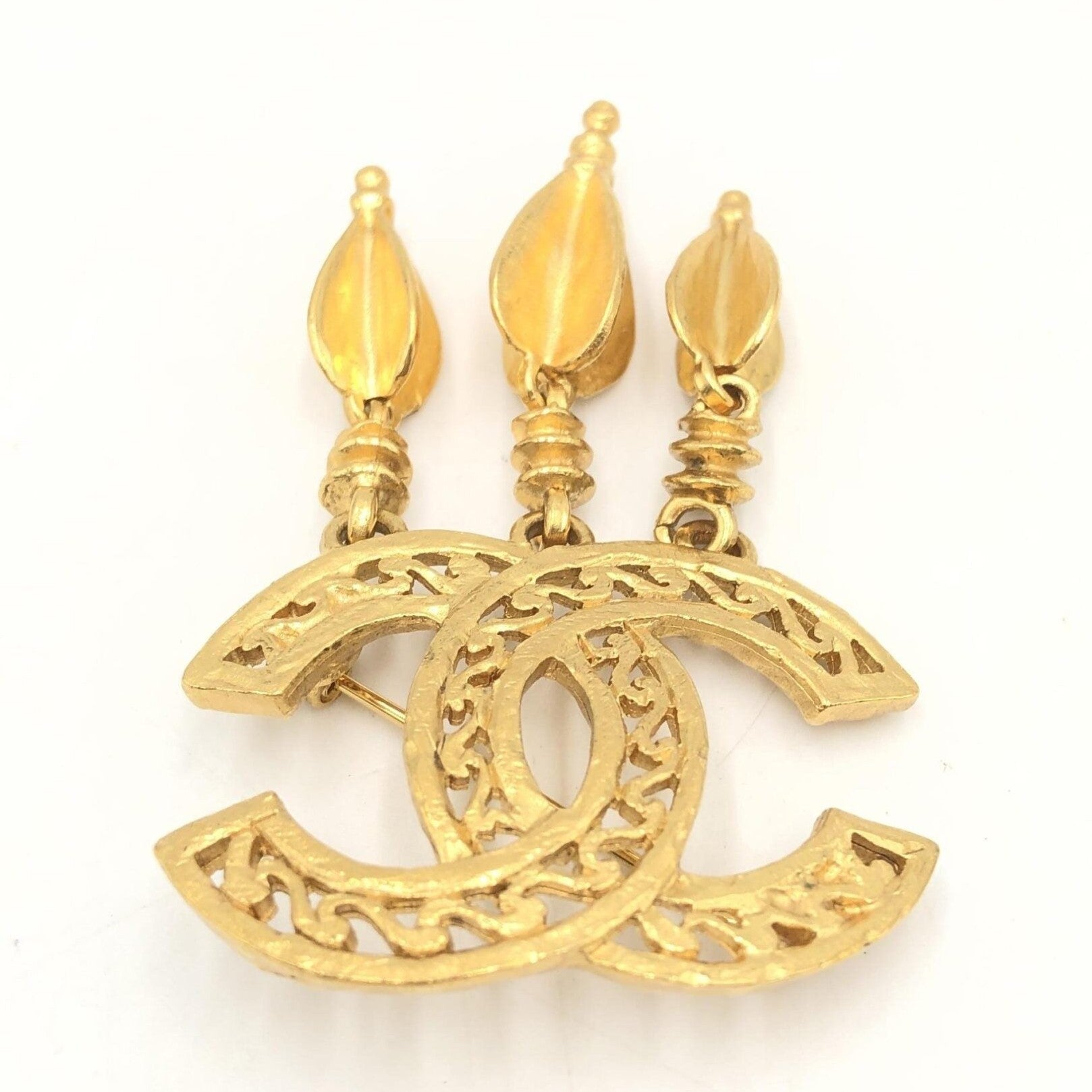 Chanel Gold Plated CC Logo Brooch
