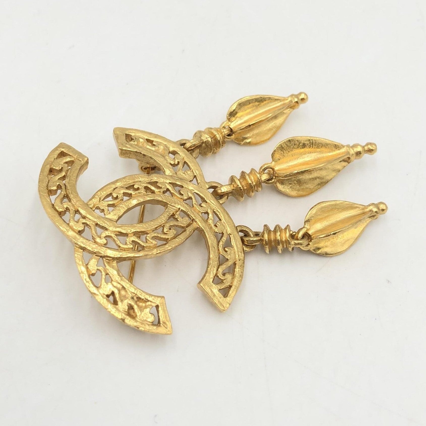 Chanel Gold Plated CC Logo Brooch
