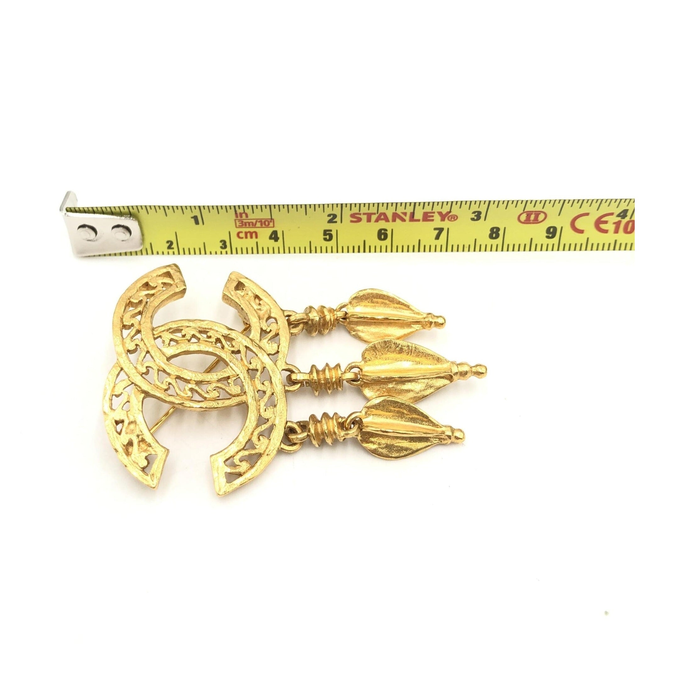 Chanel Gold Plated CC Logo Brooch