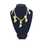 Chanel Gold Plated Chain Necklace With Bow Charms
