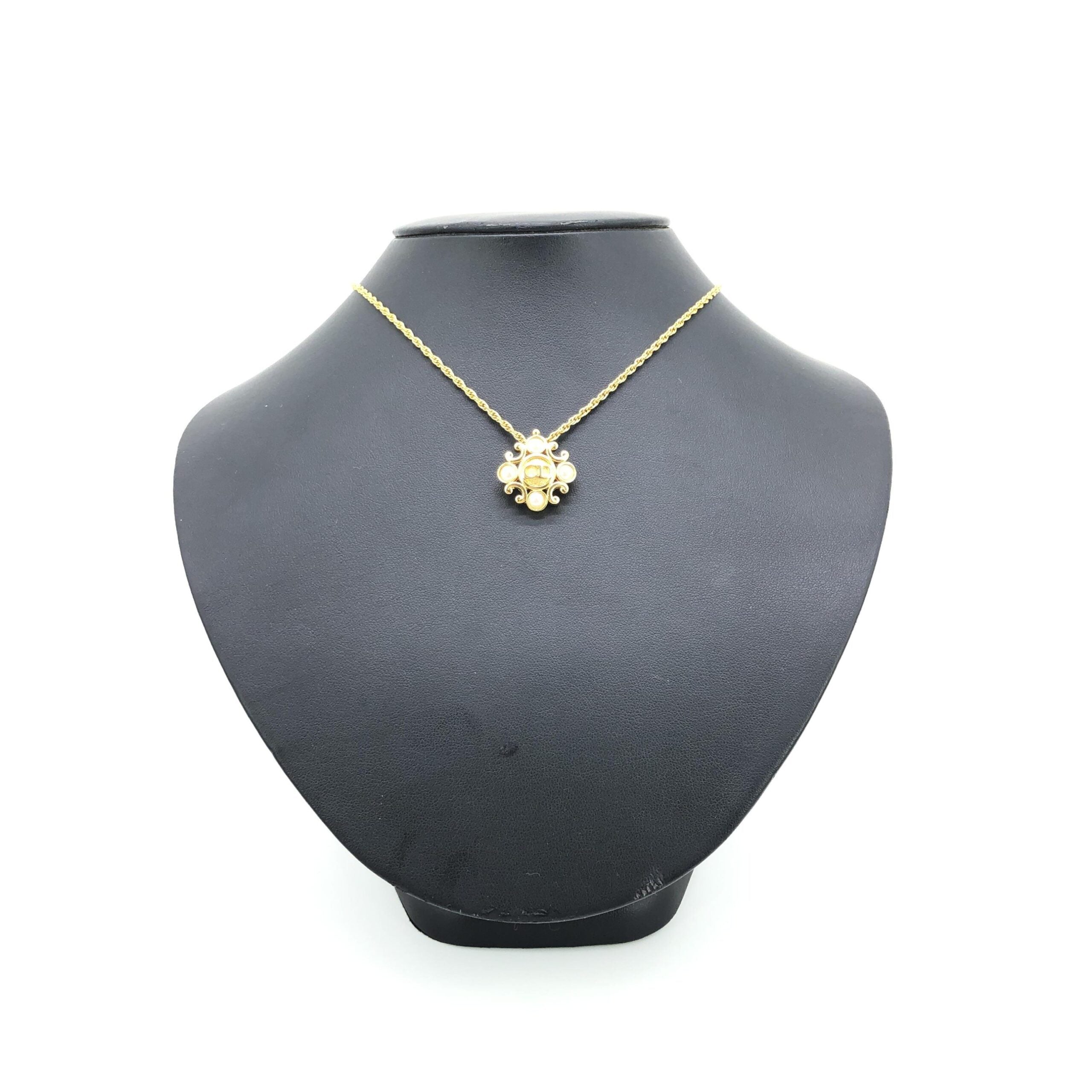 Christian Dior Gold Plated Flower Pendant On Delicate Chain