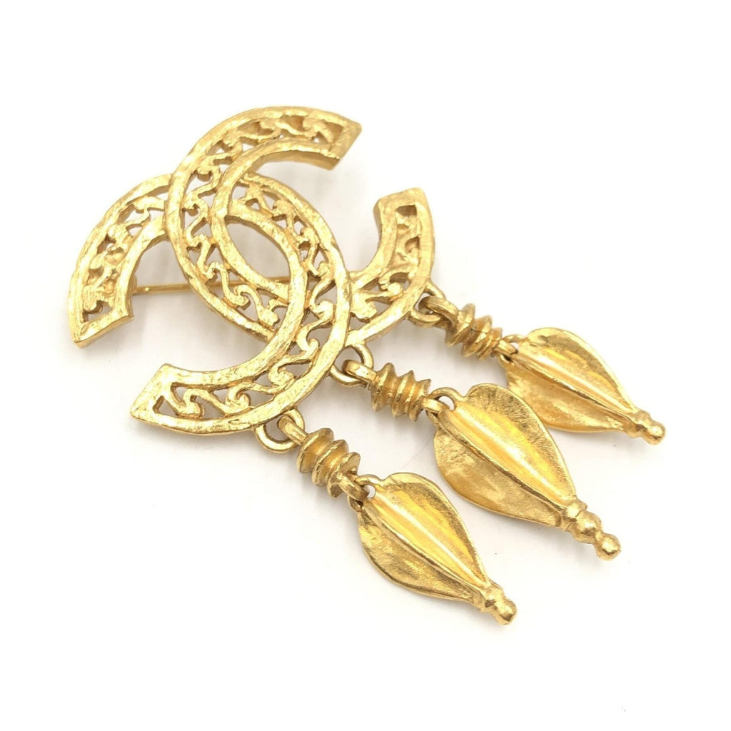 Chanel Gold Plated CC Logo Brooch