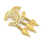 Chanel Gold Plated CC Logo Brooch