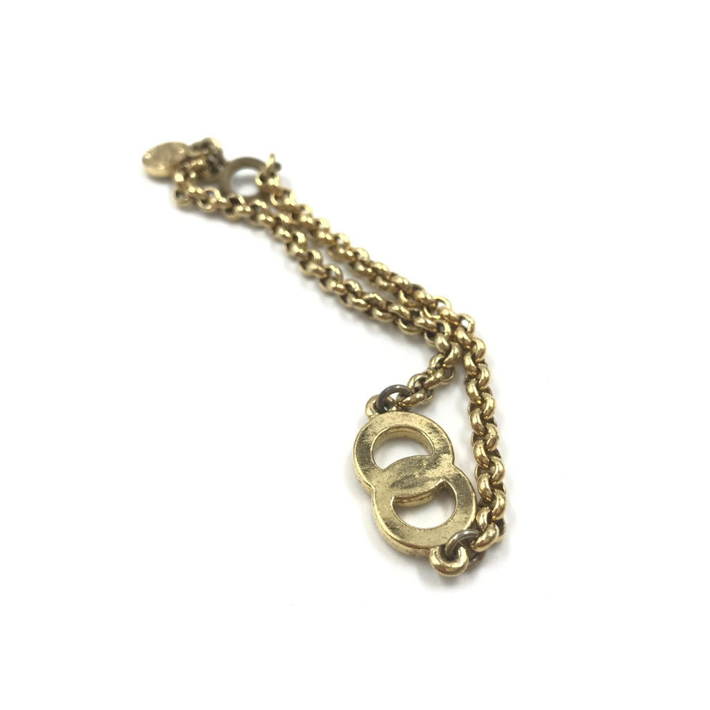 Celine Gold Plated Chain Bracelet With Logo Charm