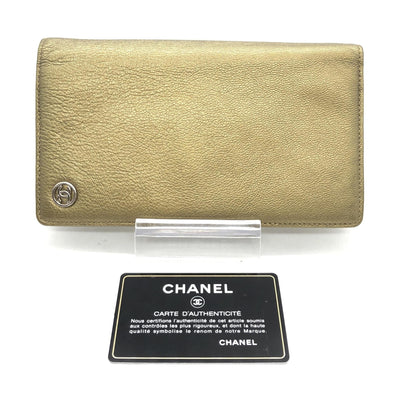 Chanel Gold Tone Caviar Leather Bifold Wallet