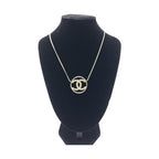 Chanel Gold Tone CC Circle Pendant Necklace