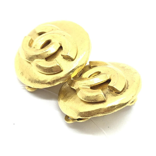 Chanel Gold Tone CC Clip-On Earrings