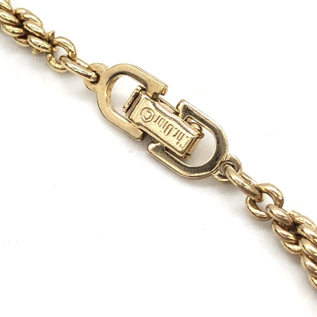 Christian Dior Gold Plated Lariat Bead Necklace