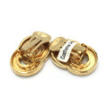 Gold Tone Double Round Motif Earrings