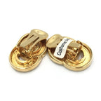 Celine Gold Tone Double Round Motif Earrings