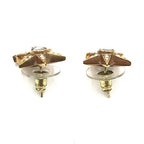 Chanel Gold Plated Star Coco Mark Earrings With Rhinestones