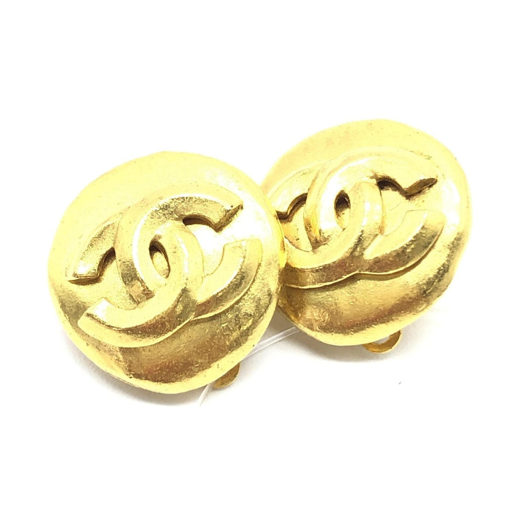 Chanel Gold Tone CC Clip-On Earrings