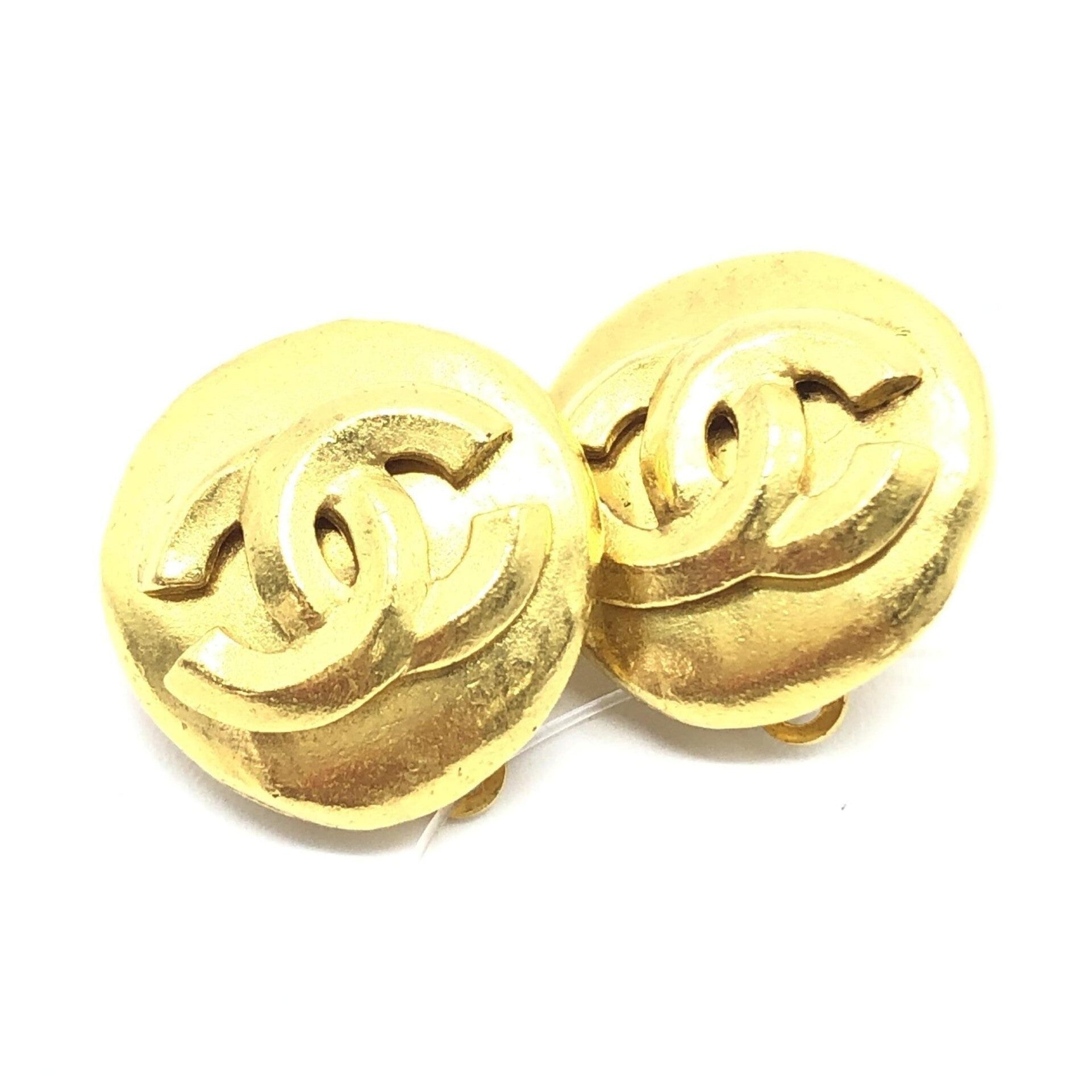 Chanel Gold Tone CC Clip-On Earrings
