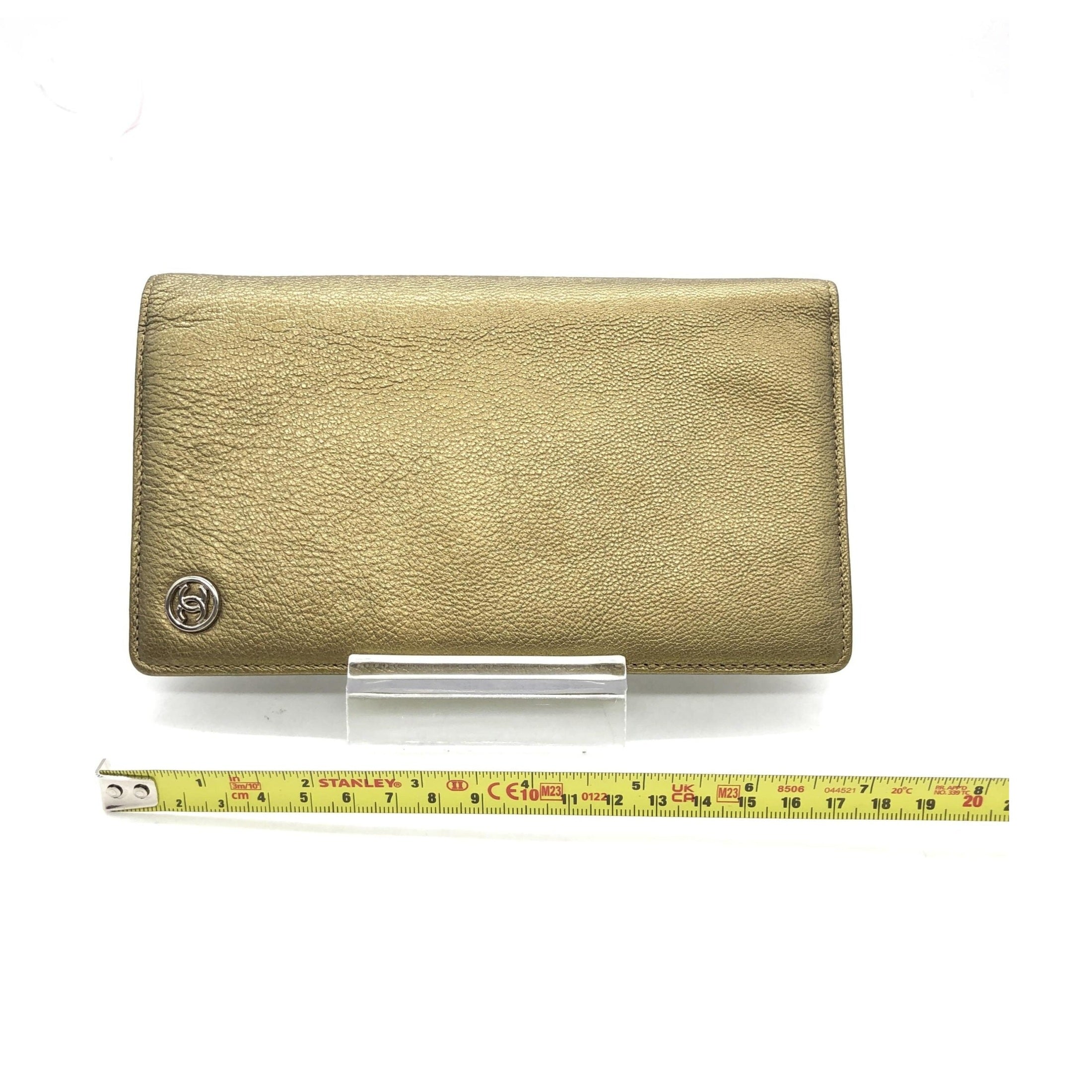 Chanel Gold Tone Caviar Leather Bifold Wallet