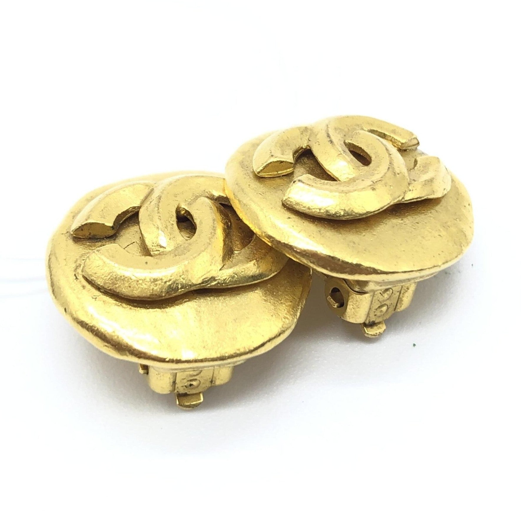 Chanel Gold Tone CC Clip-On Earrings