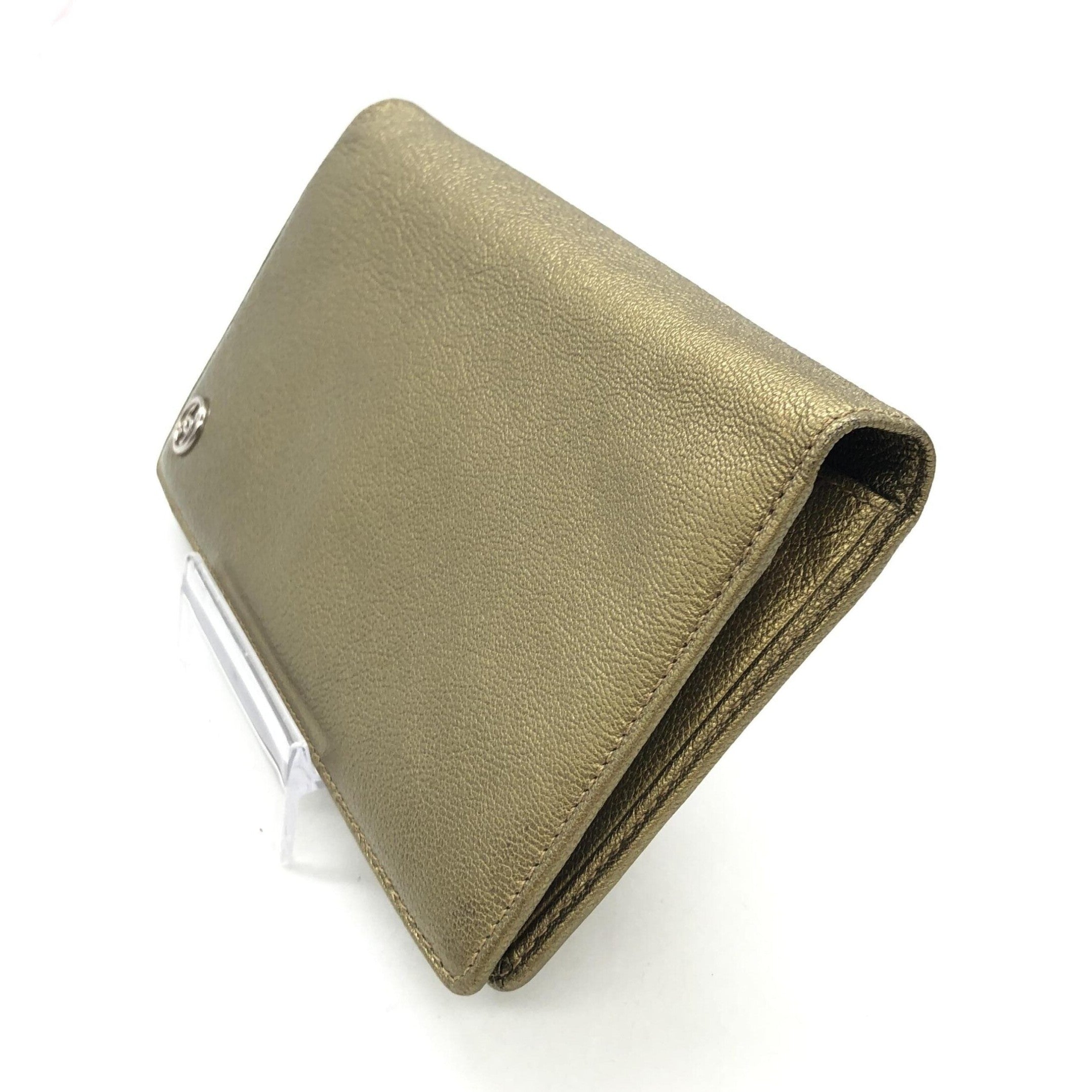 Chanel Gold Tone Caviar Leather Bifold Wallet